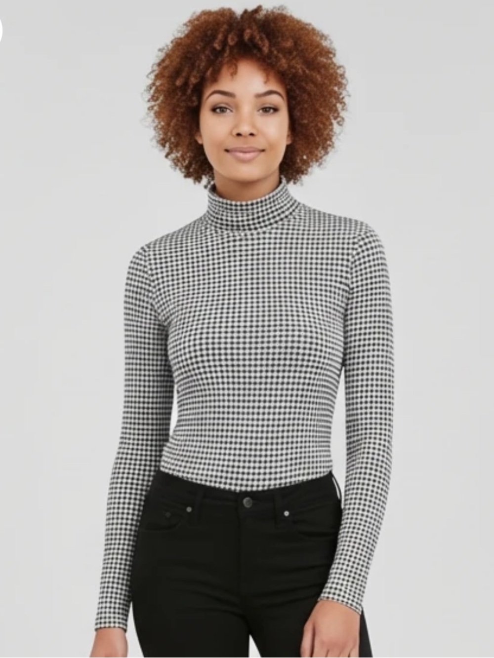 J. Crew Black & White Houndstooth Turtleneck Sweater